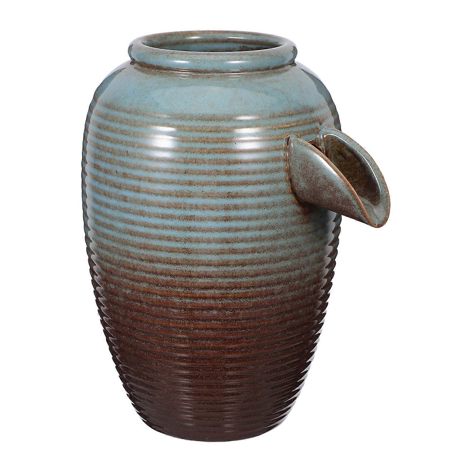 Flower Pot Water Fountain Ceramic Jug for Backyard Use 2Pcs Set