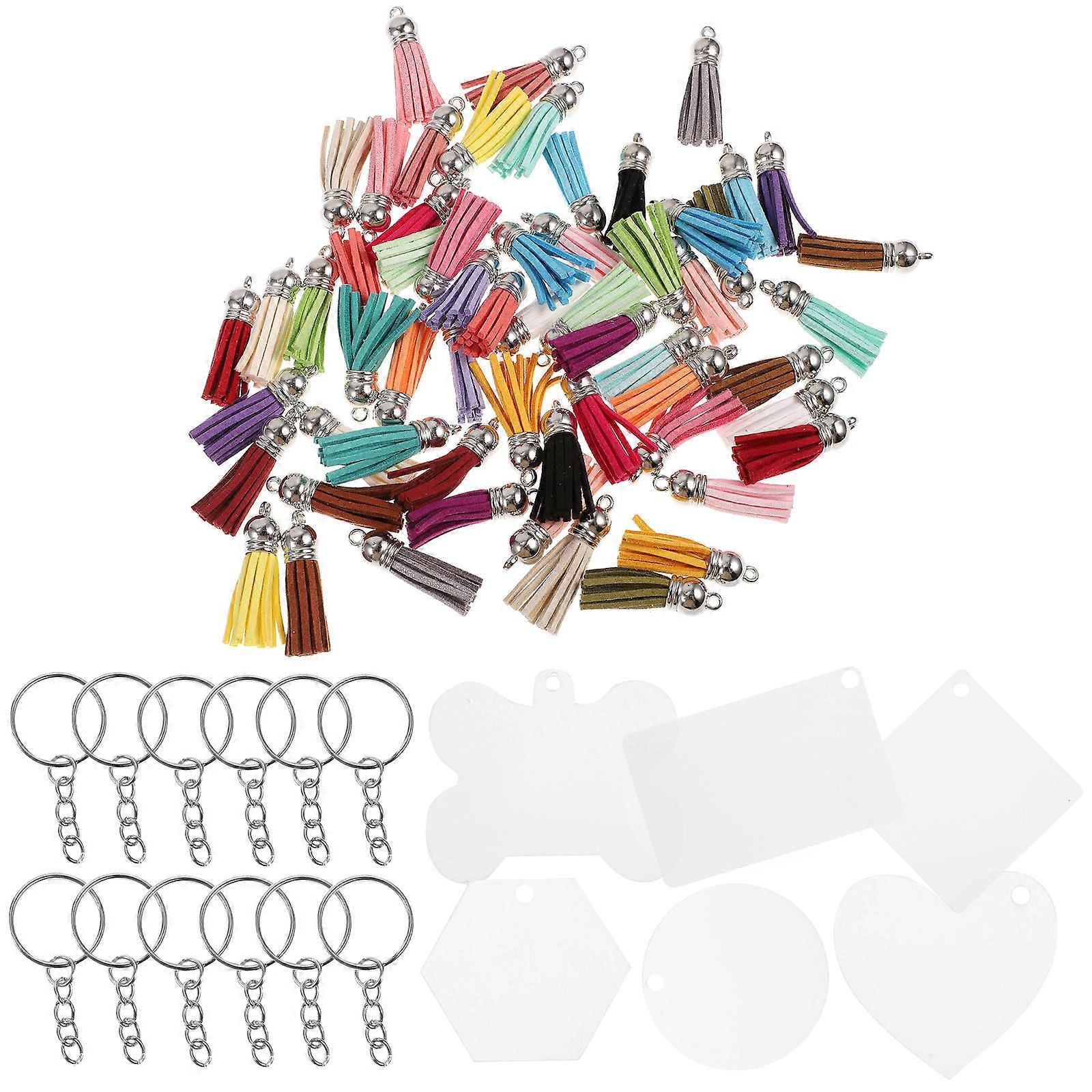 DIY Craft Kits Acrylic Blanks Key Chains Various Shapes For Gift Making 600 Pcs Assorted Color Charms