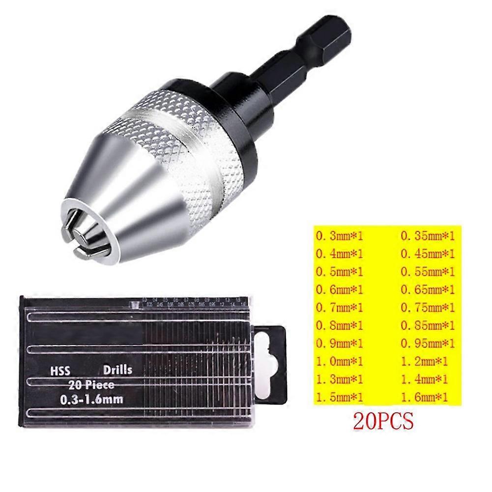 Drill Chuck 0.3-3.6mm Conversion Tools 1/4 inch Hex Shank Screwdriver Adapter 21PCS