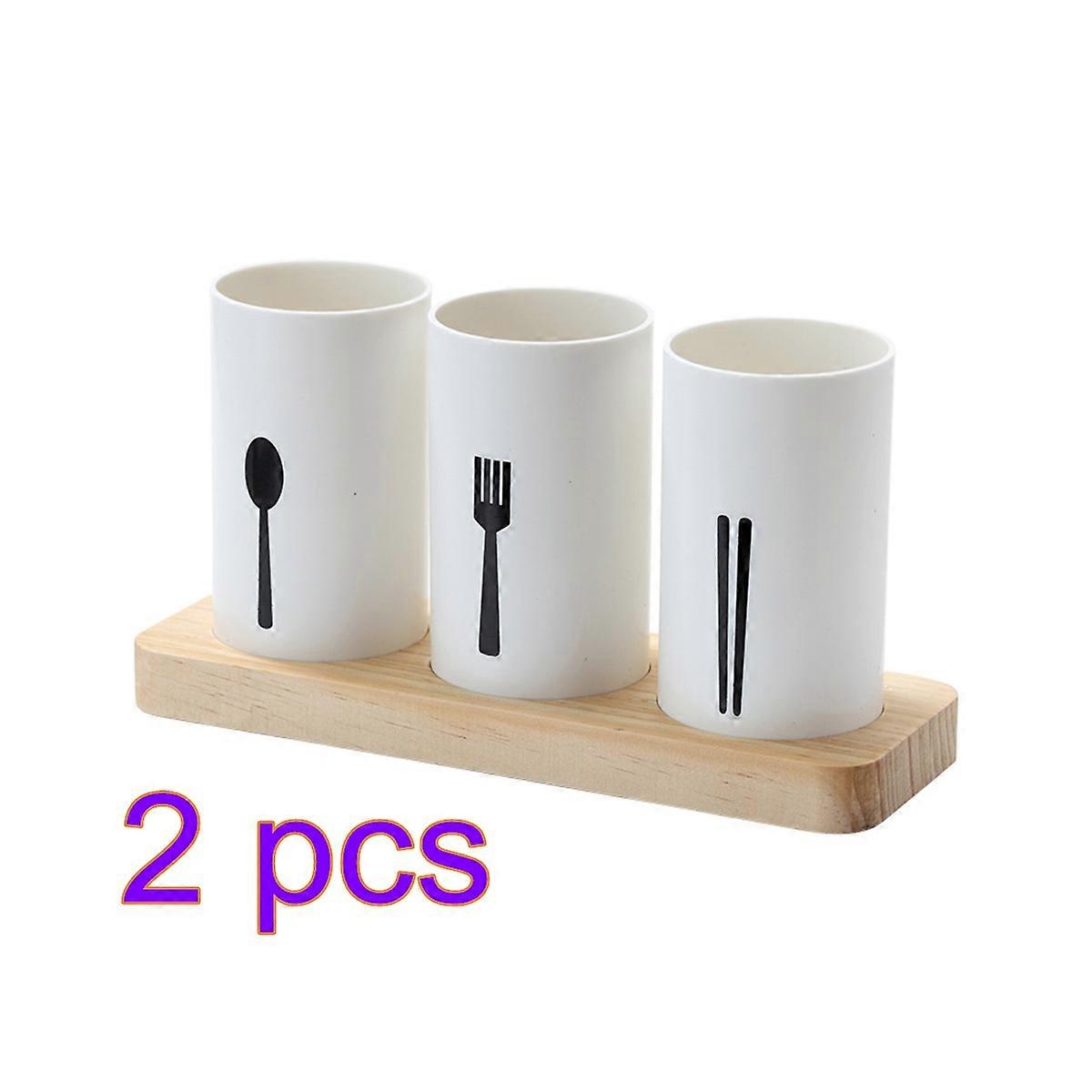 Dinnerware Storage Rack with Wood Base for Kitchen Countertop 2Pcs Holder