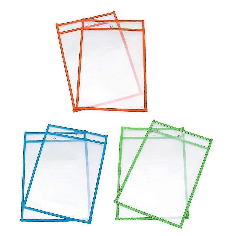 2025 Latest Model 6 Pcs File Folders Expanding Dry Erase Pockets Sleeves