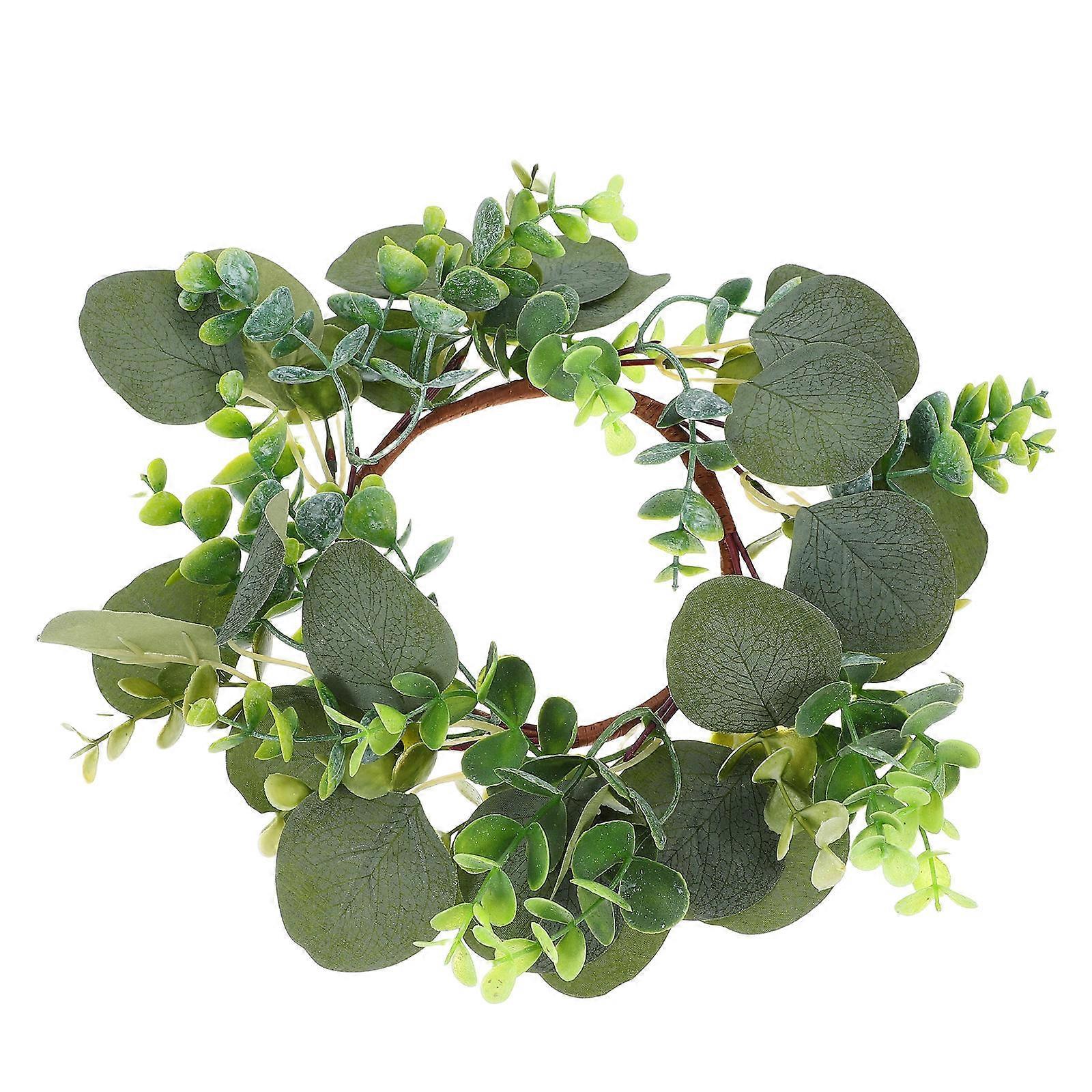 Artificial Flower Candle Rings 4Pcs Spring Wreath for Home Use
