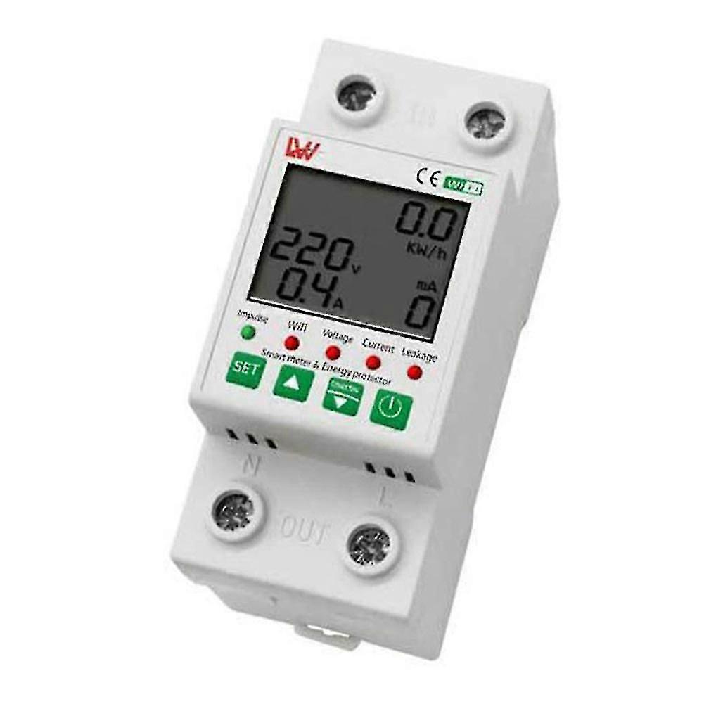 Tuya App Wifi Smart Energy Meter 2p 63a kWh Meter Wattmeter über Unterspannung Leck schützen