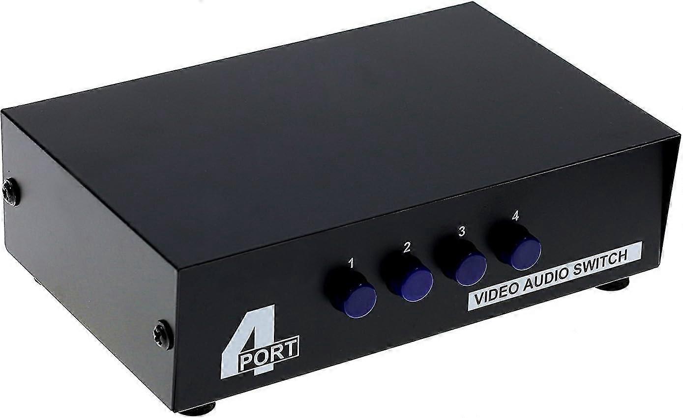 4-way Av Switch Rca Switcher 4 In 1 Out Composite Video L/r Stereo Audio Selector Box For Dvd Stb Game Consoles, Standard Rca Connectors