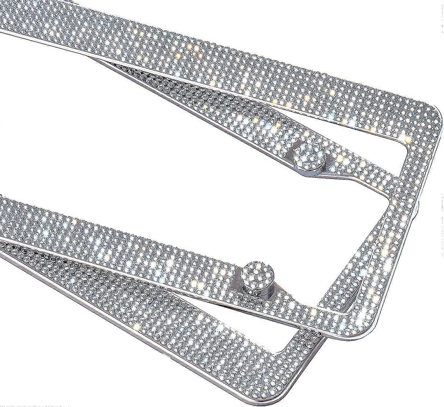 2 πλαίσιο πινακίδων κυκλοφορίας Bling ανοξείδωτου κρυστάλλου πακέτων (κρύσταλλο)