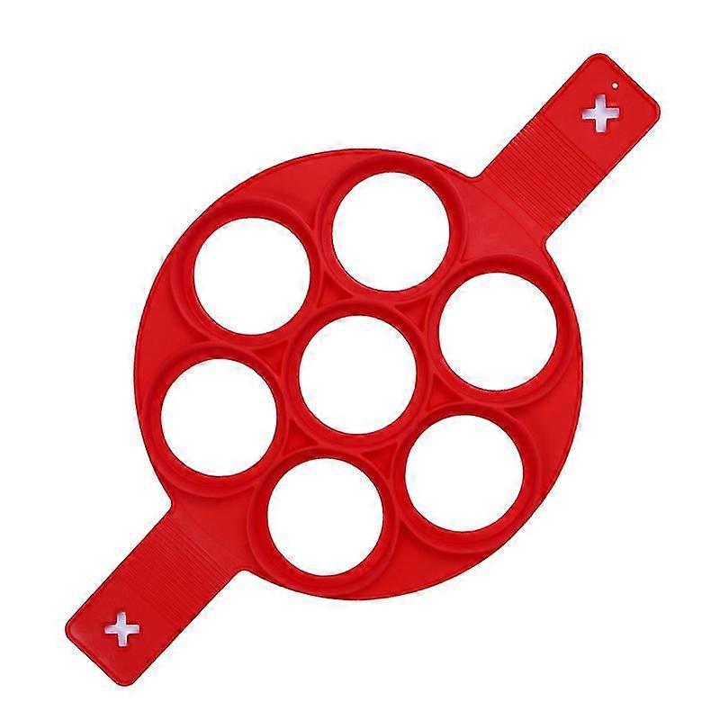 Non-stick Silicone Mini Pancake Maker Flipper Round Moulds With 7 Holes, Egg Moulds For Fried Eggs, 1pc