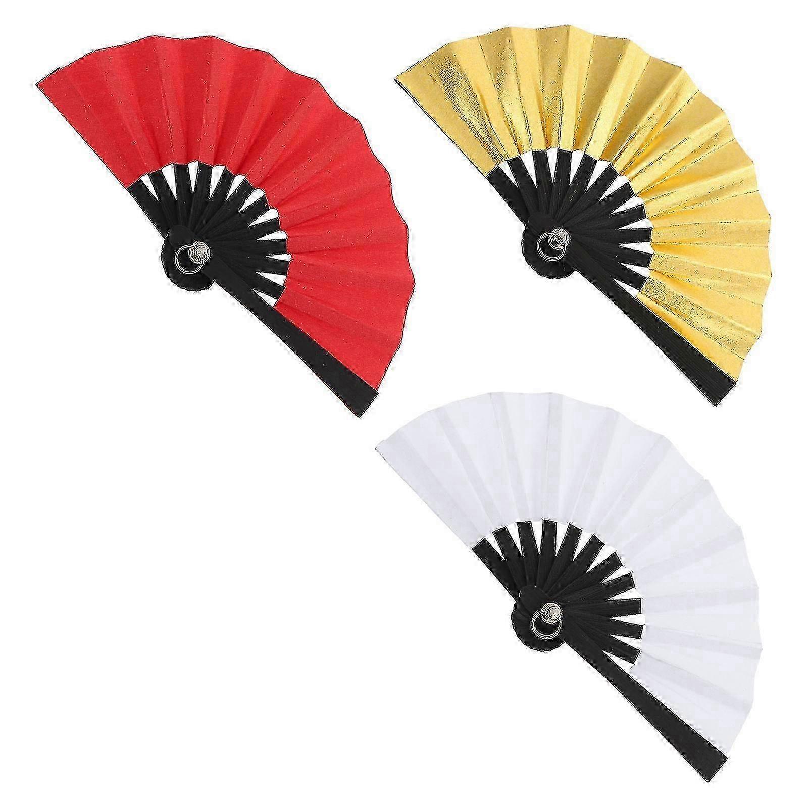 Miniature Decorative Folding Fans for Craft Projects Red 3Pcs
