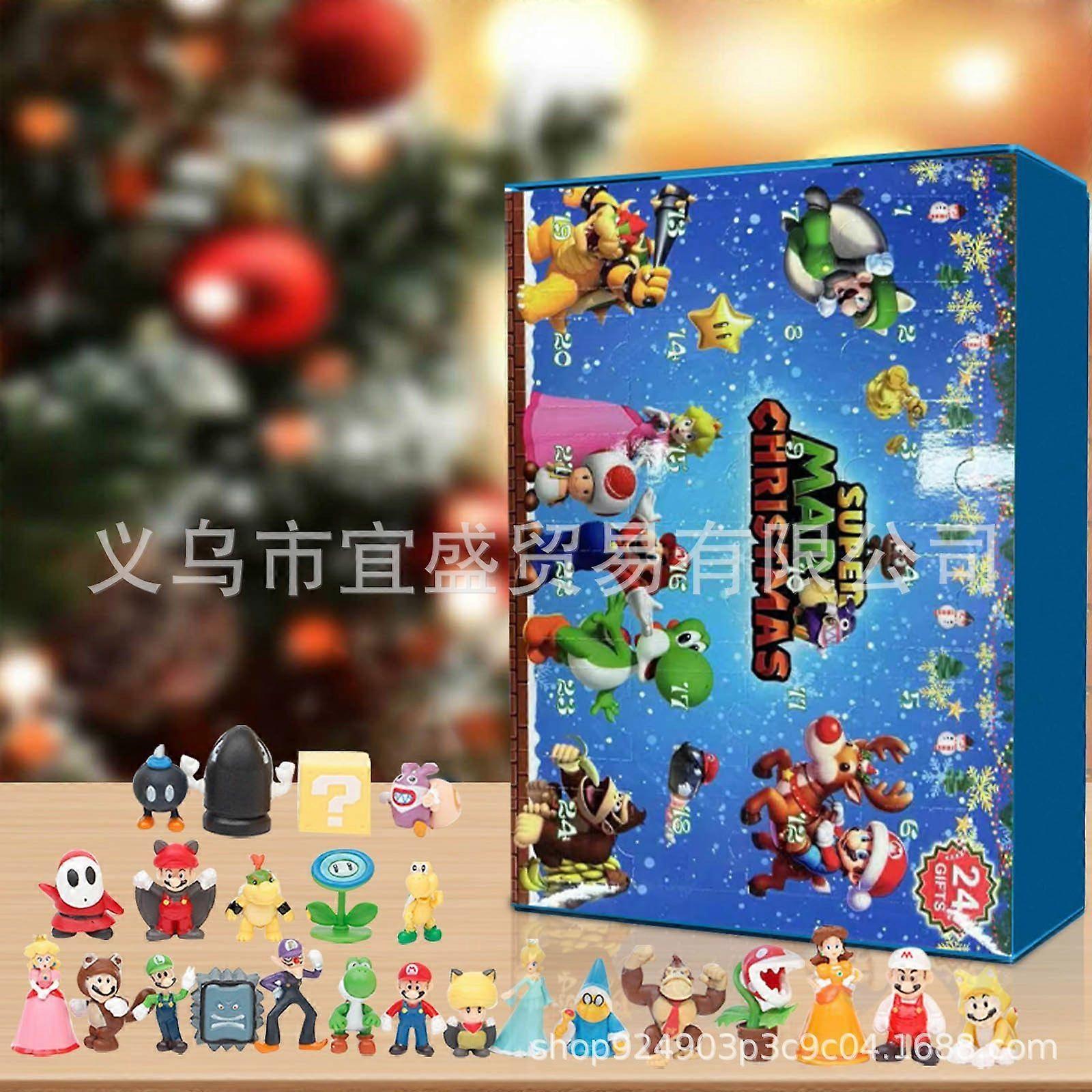 Ημερολόγιο Χριστουγέννων 2025 - Ημερολόγιο αντίστροφης μέτρησης 24 ημερών Mario Blind Box Ακρυλικά στολίδια, επαναχρησιμοποιήσιμο χριστουγεννιάτικο δέντρο Blind Box για παιδιά & οικογένεια