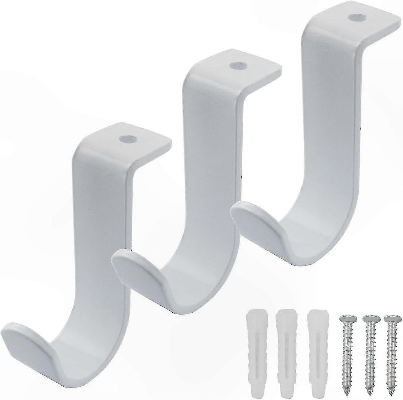 4PCS Silver Ceiling Curtain Rod Brackets Metal Holders Sturdy Support