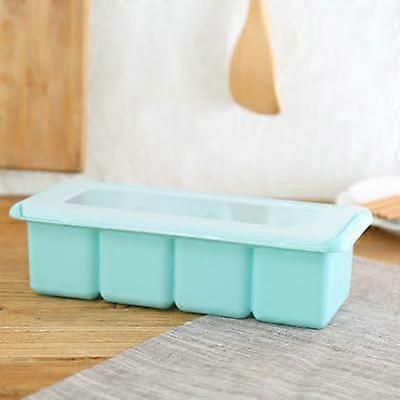 4 Grids Seasoning Box, 4Compartment Spice Rack With Spoons, Blue Condiment Container For Salt Sugar