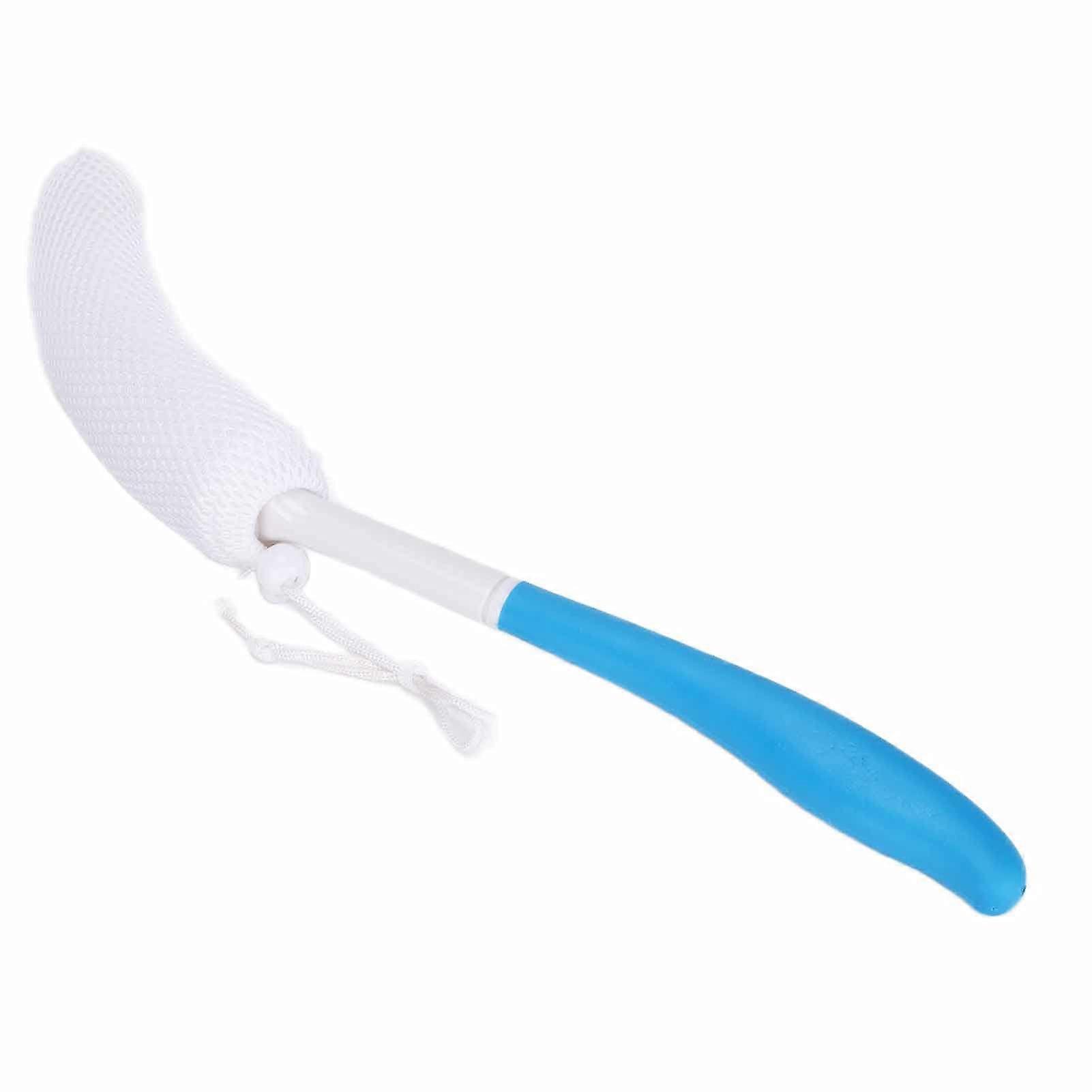 Long Curved Bath Brush Removable Head, Sponge Back Scrubber, Long Reach With Sling For Elderly Bathing