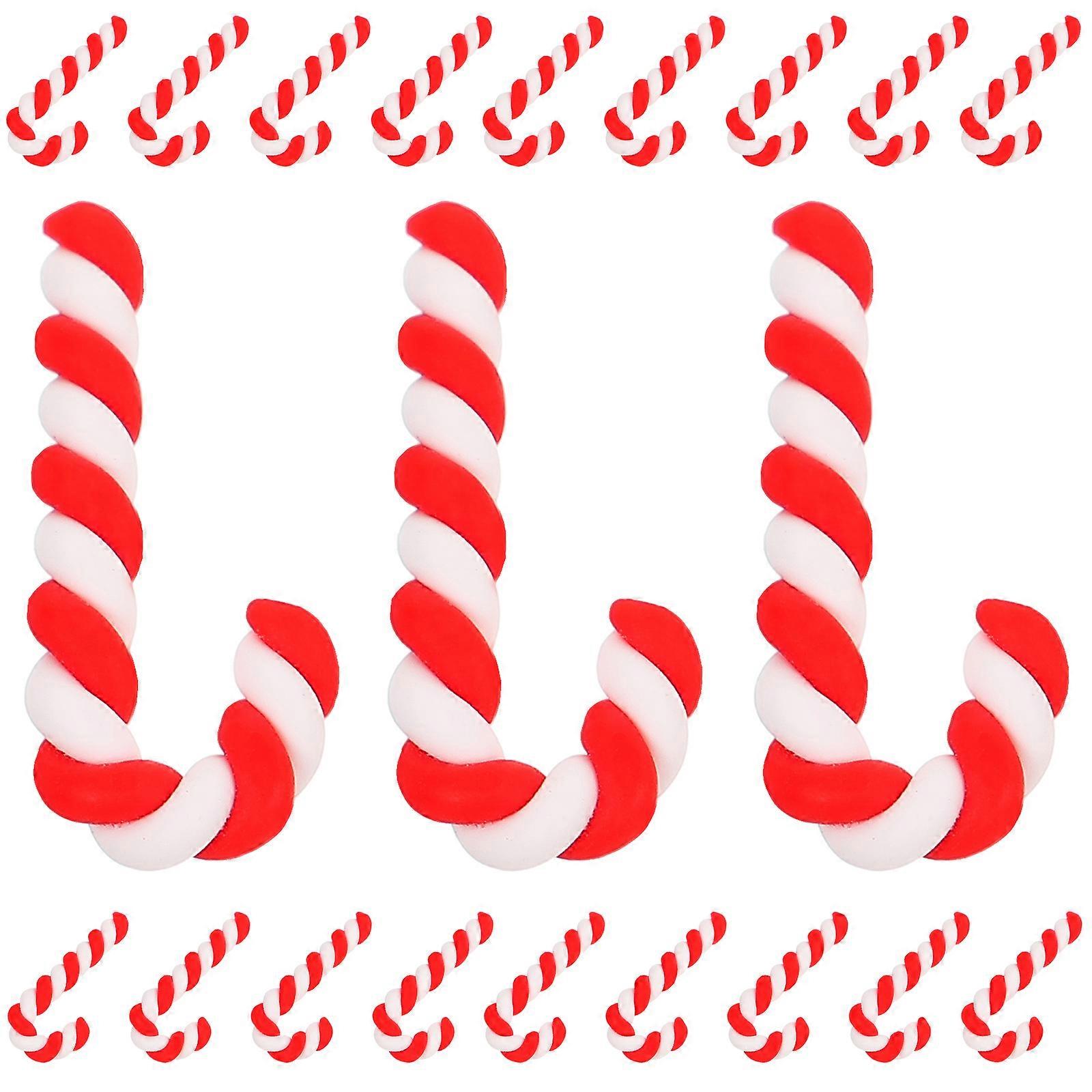 Creative Red Soft Clay Christmas Cane Craft Accessories for DIY 50Pcs