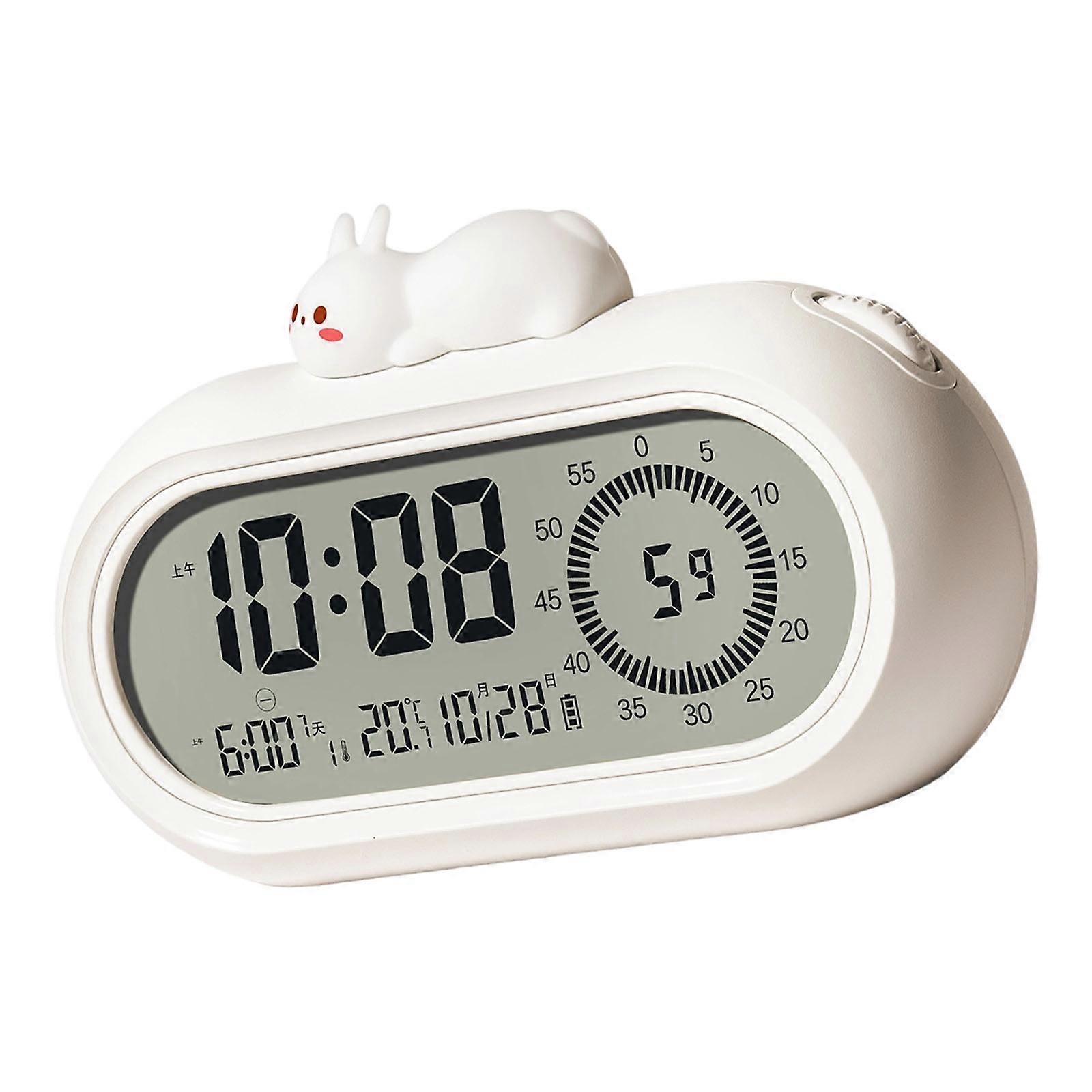 Visual Timer Reminder For Time Management In Study and Cooking Activity ABS Digital Alarm Clock Cartoon Nightlight  White