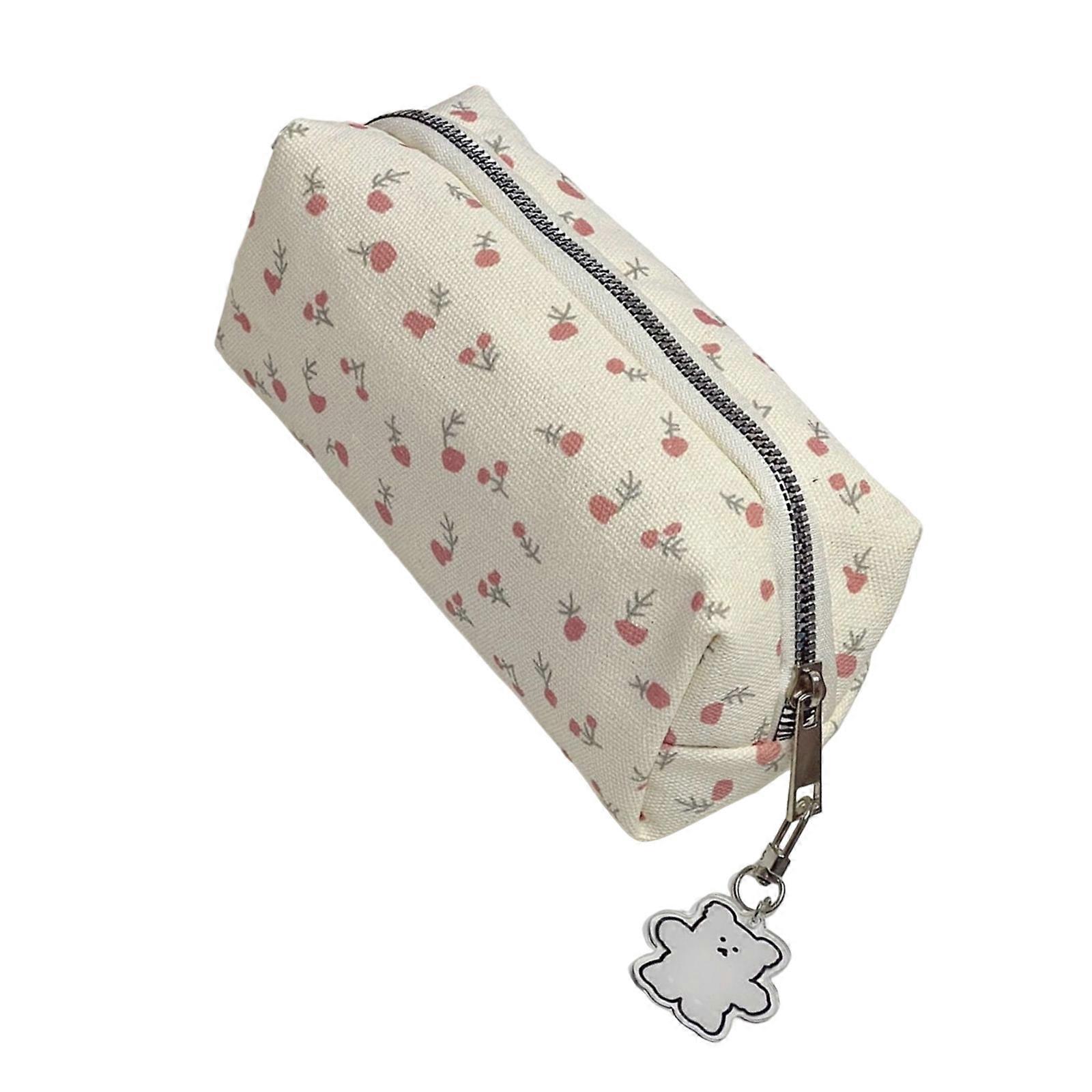 Elegant Blossomy Print Pencil Case Permanent Polyester Substance Thin Large Capacity for School Office Materials Multicolor