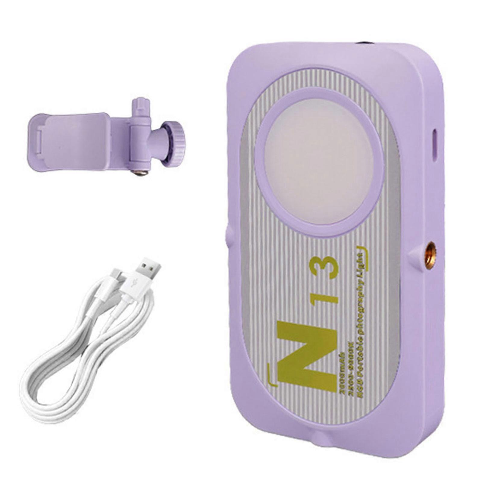 Mini Double Side Pocket Photography Light 3 Lighting Modes Adjustable Brightness USB Rechargeable For Video Recording  Purpl e
