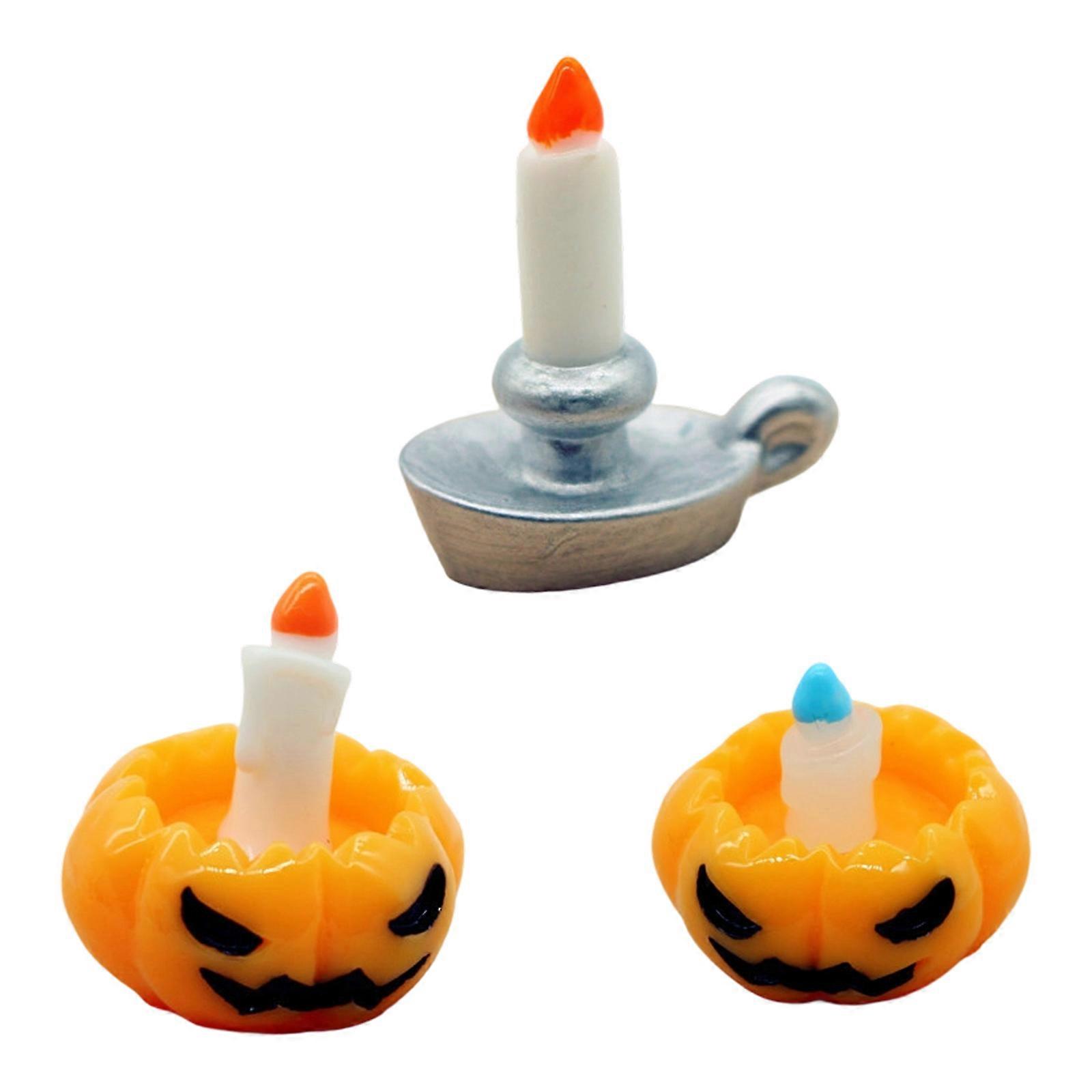 Allhallows Model house Accessories 3 Piece Tiny Vegetable Light Collection With Glowing Candle Simulation Multicolor