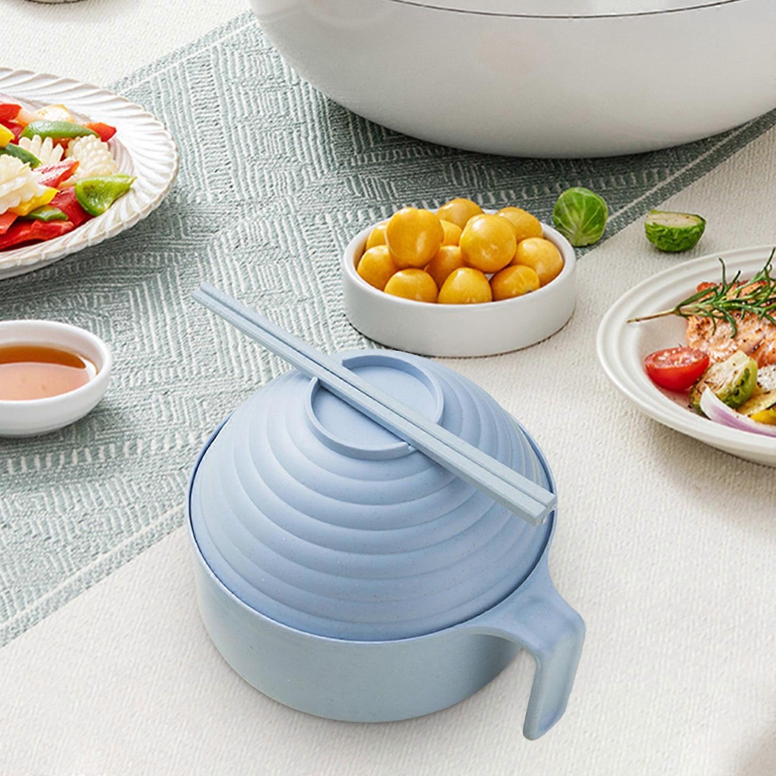 YANHAIGONG Microwave Ramen Bowl Cooker Set, Wheat Straw Bowl with Handles, Compatible with Instant Noodles, Includes Spoon, Chopsticks, Fork – Dorm