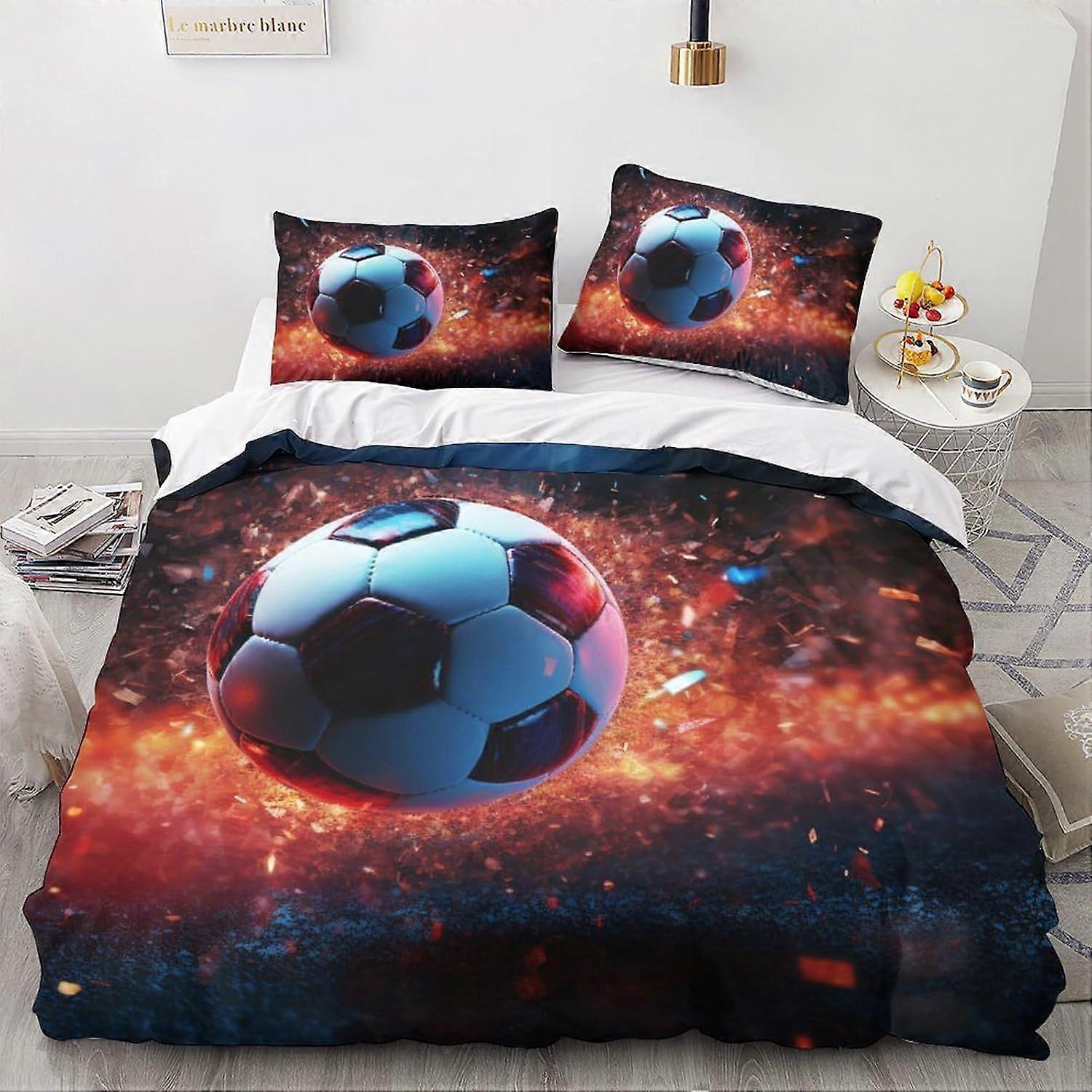 LikeEj كرة القدم الكرة الفراش مجموعة الرياضة لحاف غطاء لكرة القدم غطاء لحاف غطاء اللحاف أطفال مجموعة الفراش 3 قطع مزدوجة