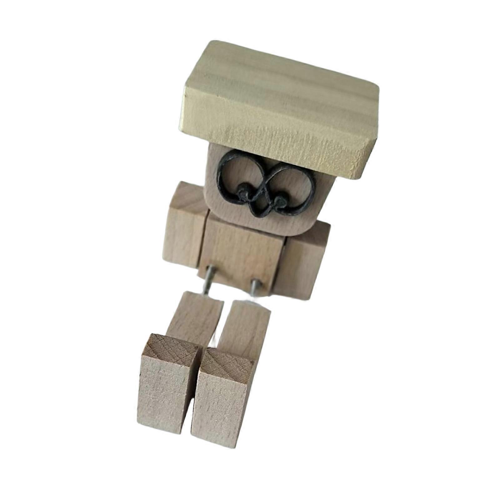 Artisanal Oaken Wobbly Figure Decoration For Car Display Dynamic Action Unique Gift Concept Multicolor