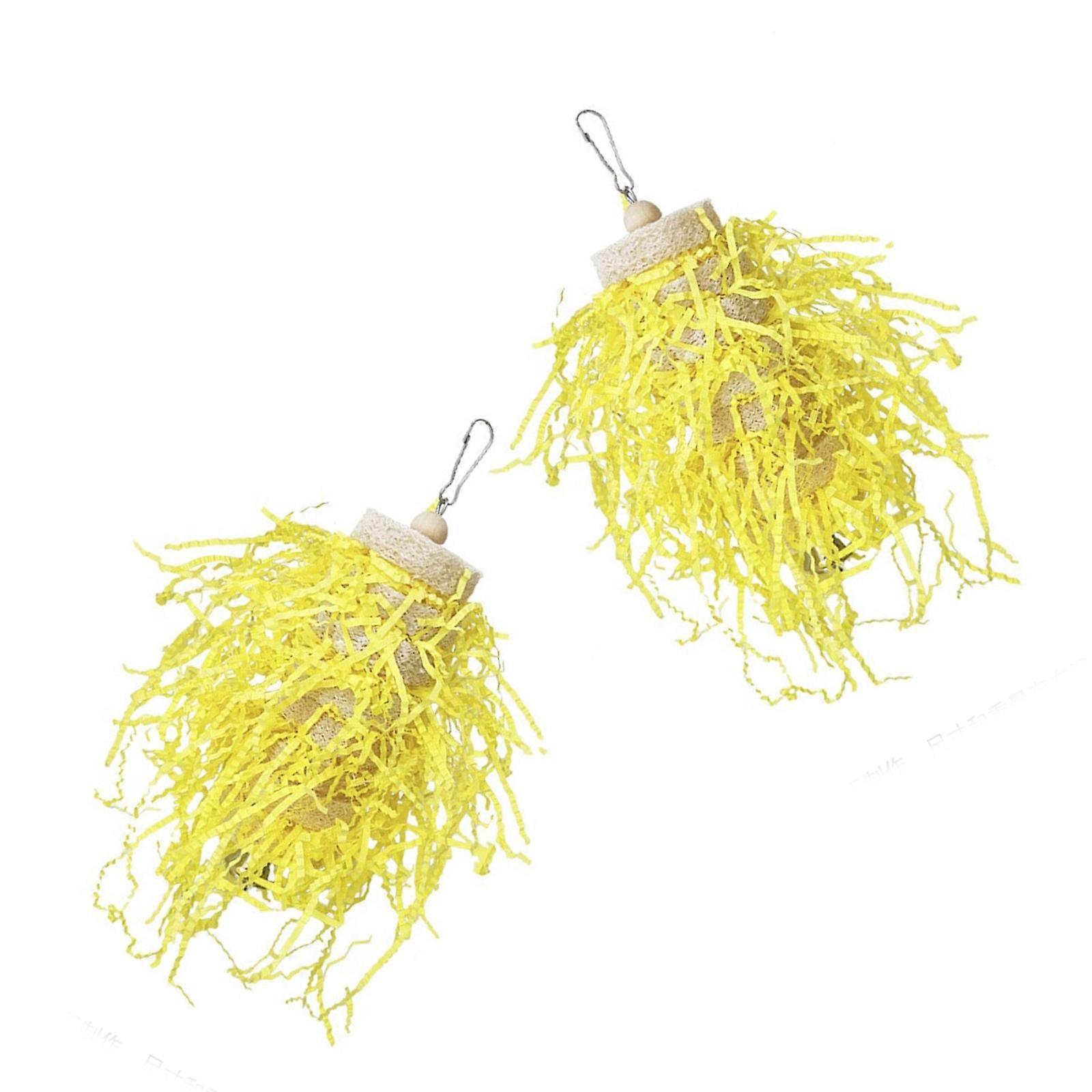 2pack Bird Play String Luffa Loufah Pet Toy Papoušci Kousací Pet Bird Enrichment pro klec Zábava Pták Příslušenství Žlutá