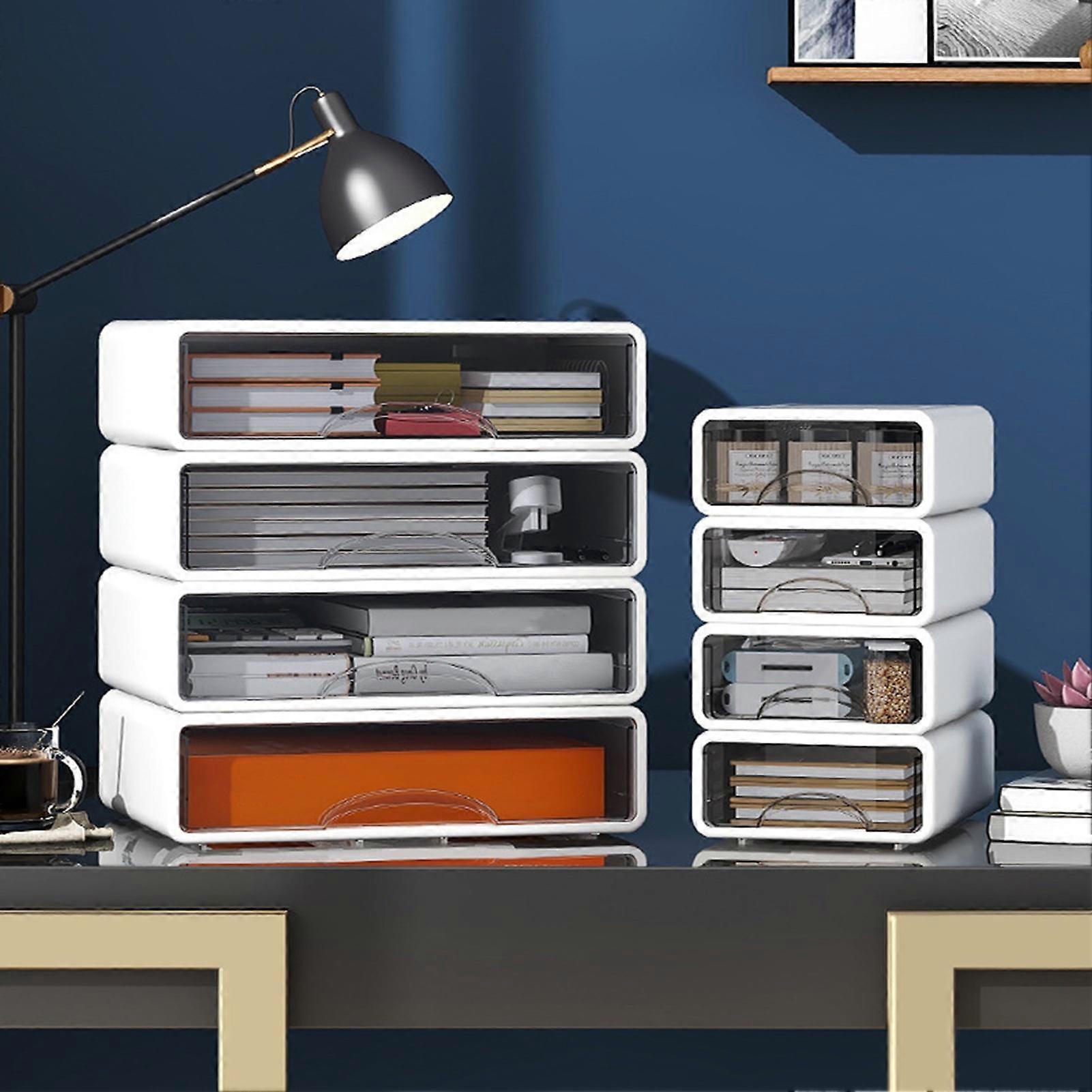 SUSUchens Storage Box Transparent Drawer Multi-functional Stackable Keep Tidy Stationery Organizer Desktop Storage Box Style L