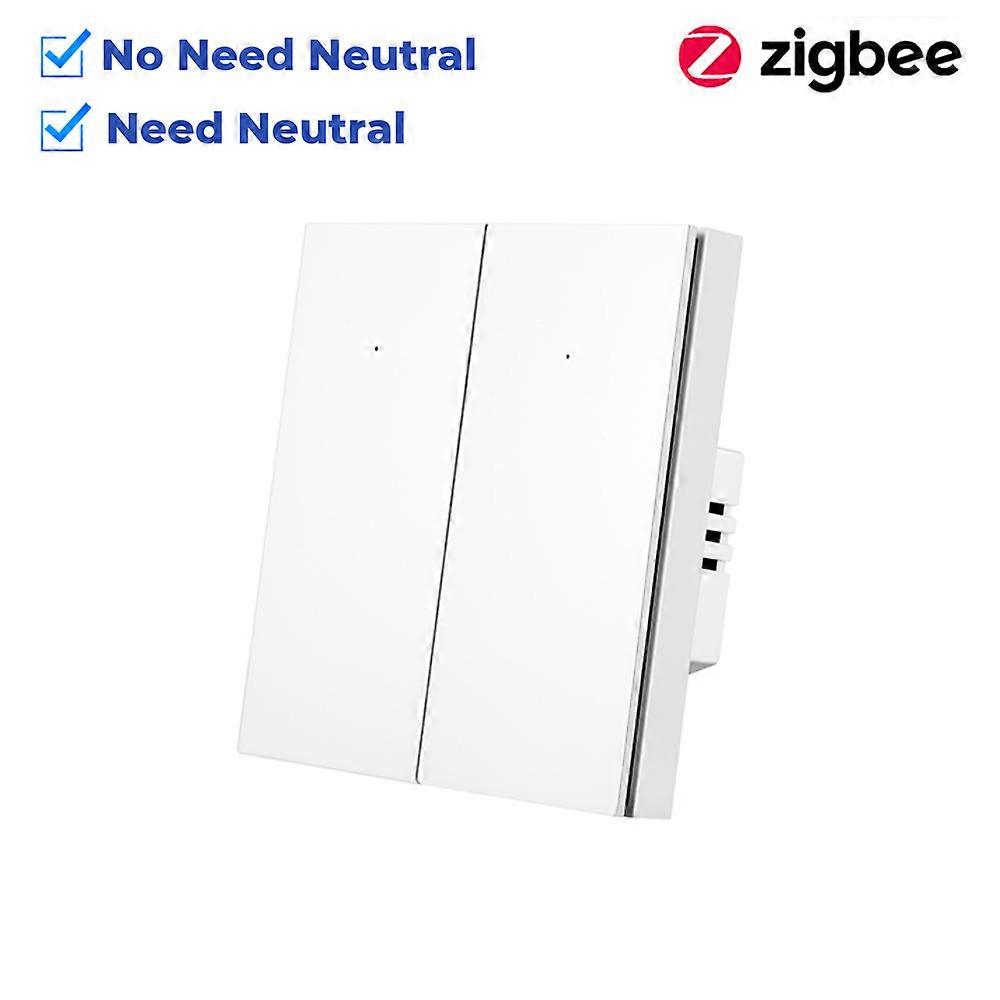 Tuya Zigbee EU UK Smart Light Switch No Neutral Wire No Capacitor Push Button Wall Switch Smart Life Work With Alexa Google Home