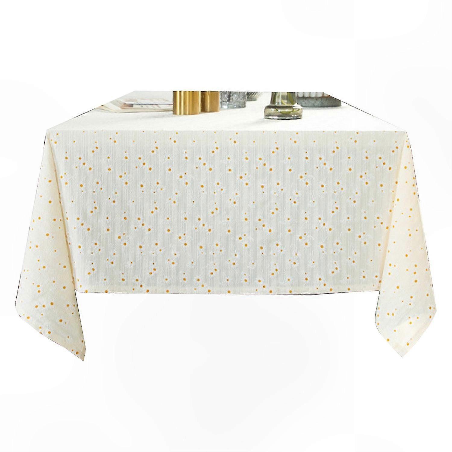Flower Pattern Cotton Linen Tablecloth with Tassels