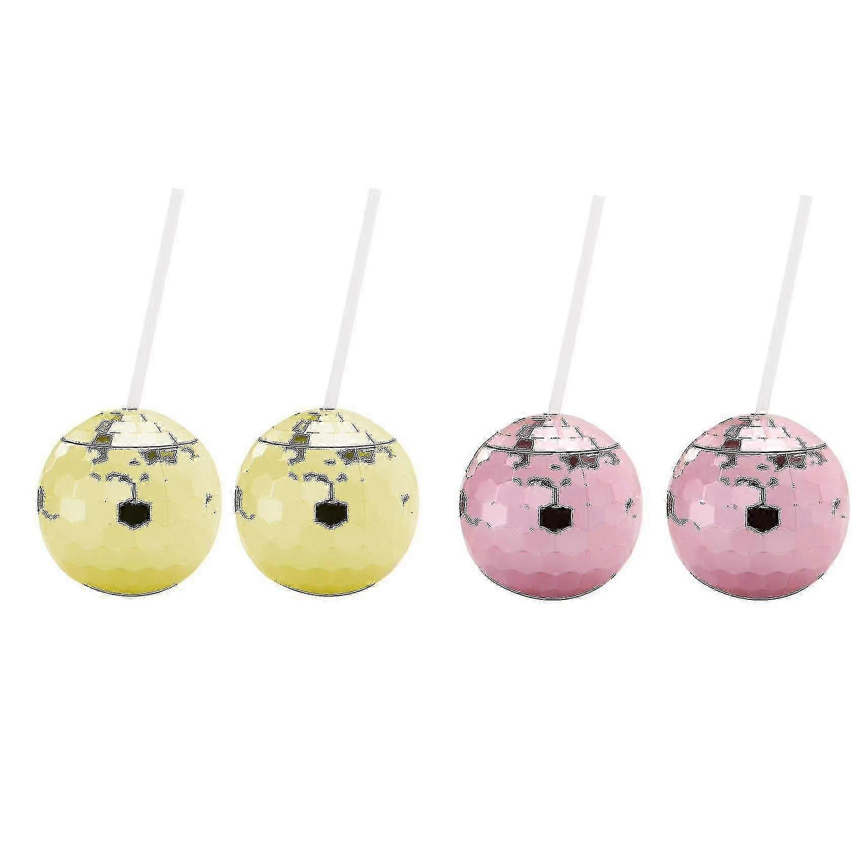 Disco Flash Ball Cocktail Cup Glass Drinking Tea Bottle Gold A