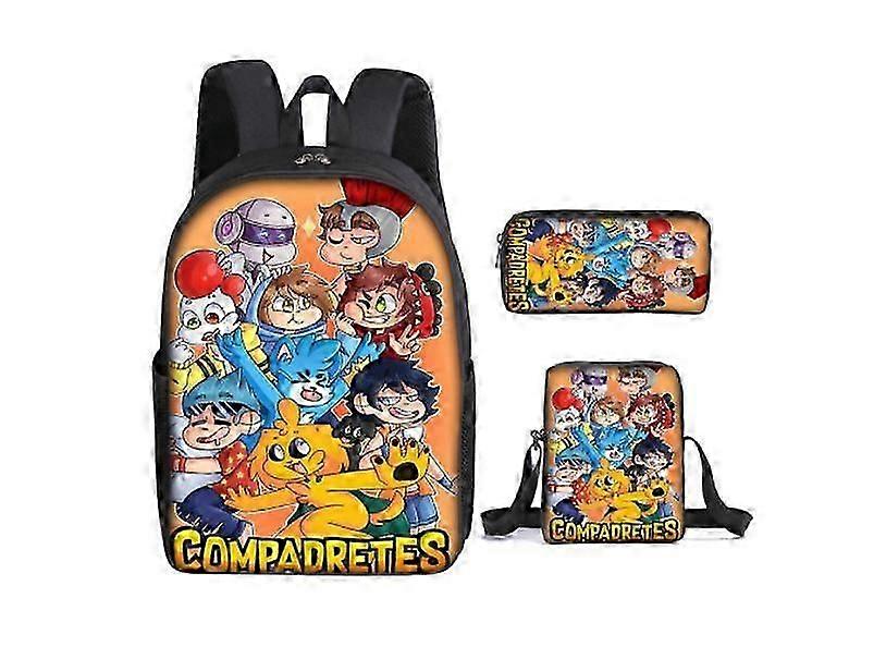 17-inch student backpack set 3D digital printing backpack three-piece set
