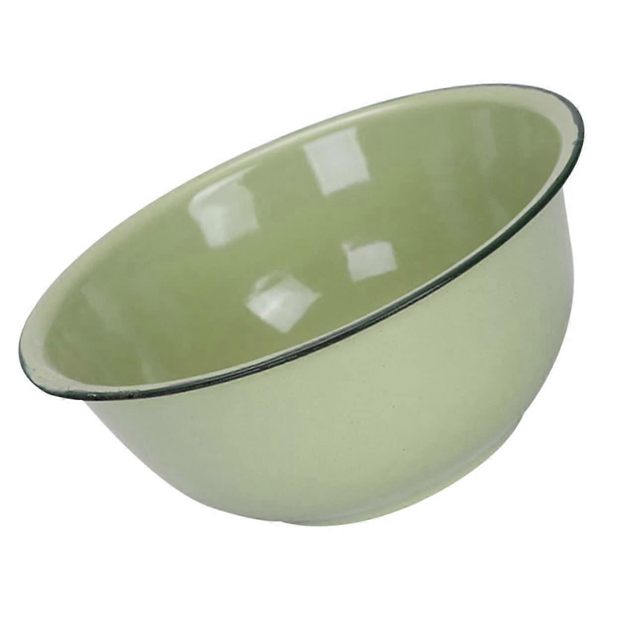 Vintage Enamel Bowl Deep Soup Basin Thickened Retro Enamelware for Kitchen Food Storage