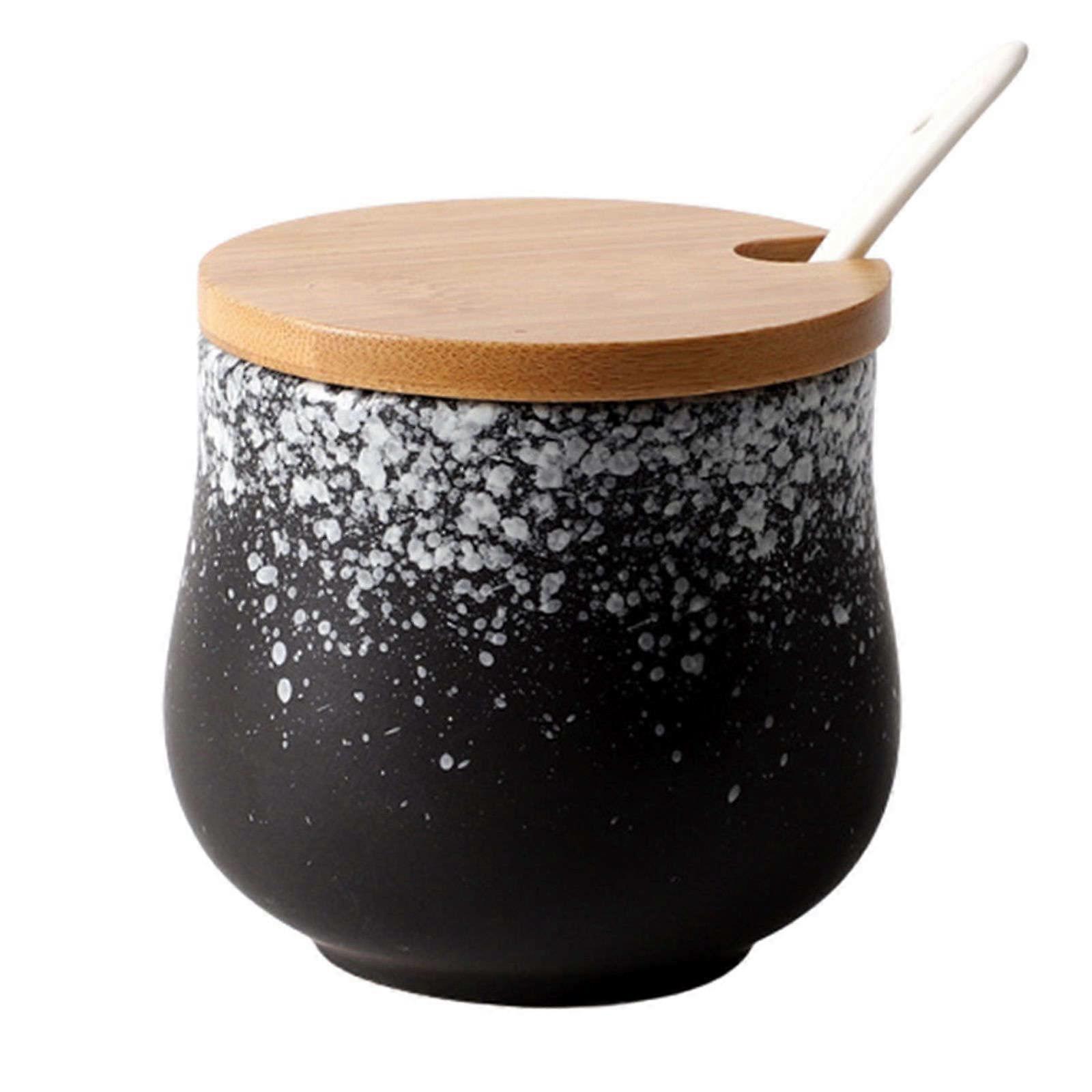 Sugar Bowl Ceramic with Lid and Builtin Spoon, 200ml Porcelain Sugar Container for Coffee and Tea