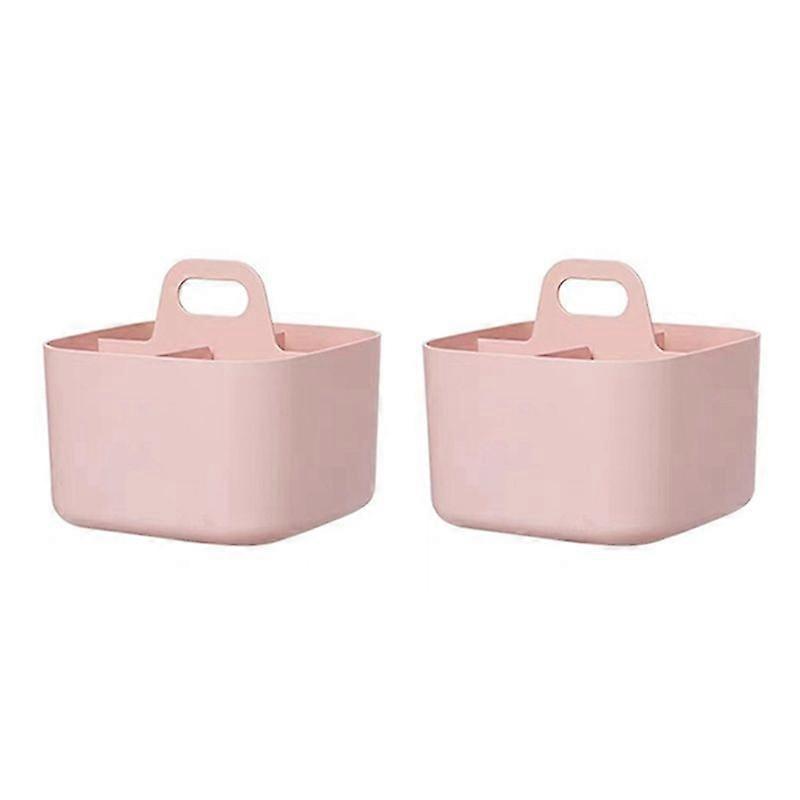 2PCS Caddys Organizer,Stackable Plastic Caddys With Handle,Pink