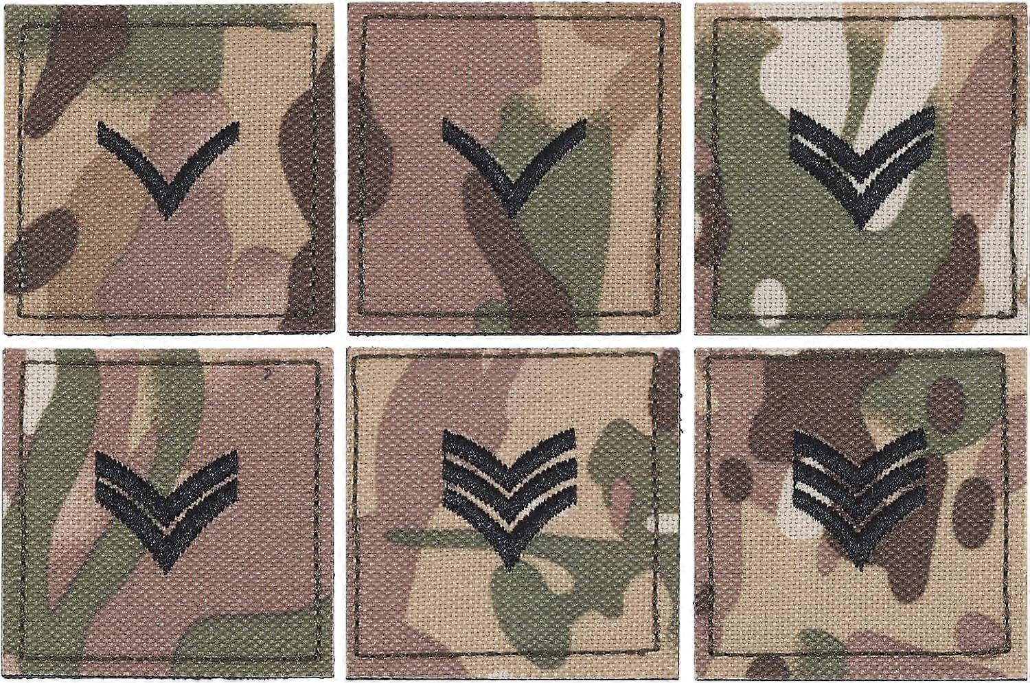 6pcs 3 Styles Embroidered Rank Insignia Staff Sergeant Patch Army Rank Patches Polyester Epaulette Camouflage for Outdoor Adventure Role Play and Mode