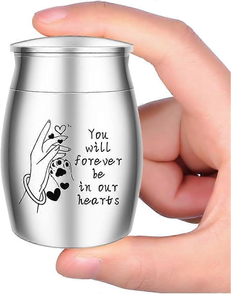 1.57 Inch Small Keepsake Urn for Dog Cat Pet Ashes Dog Paw and Palm Metal Mini Cremation Dog Ashes Container Memorial Holder for Pets-Forever in Our H