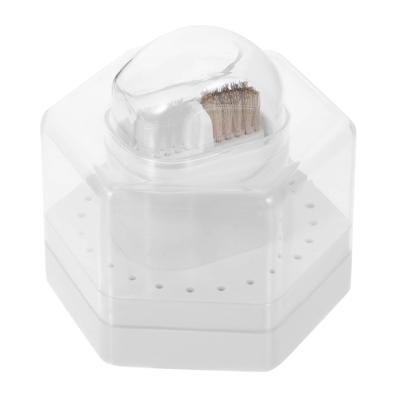 Nail Drill Bits Holder Storage Box for Organizing 24 Slots Transparent White
