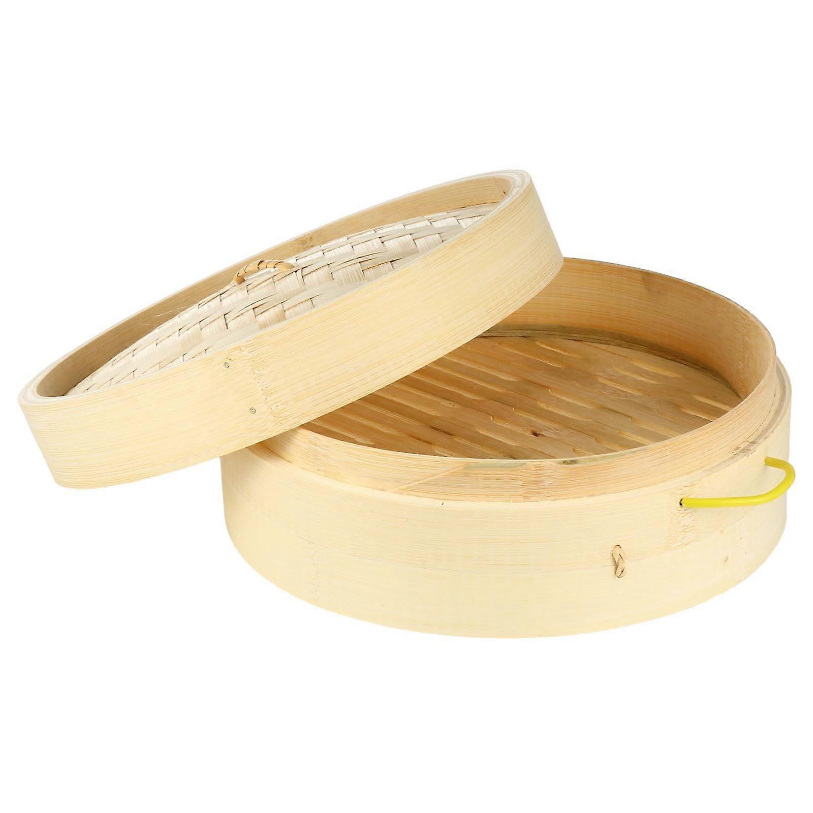 2pcs Bamboo Steamer Basket with Lid for Wok and Pot, Reusable EcoFriendly Dim Sum Cooking