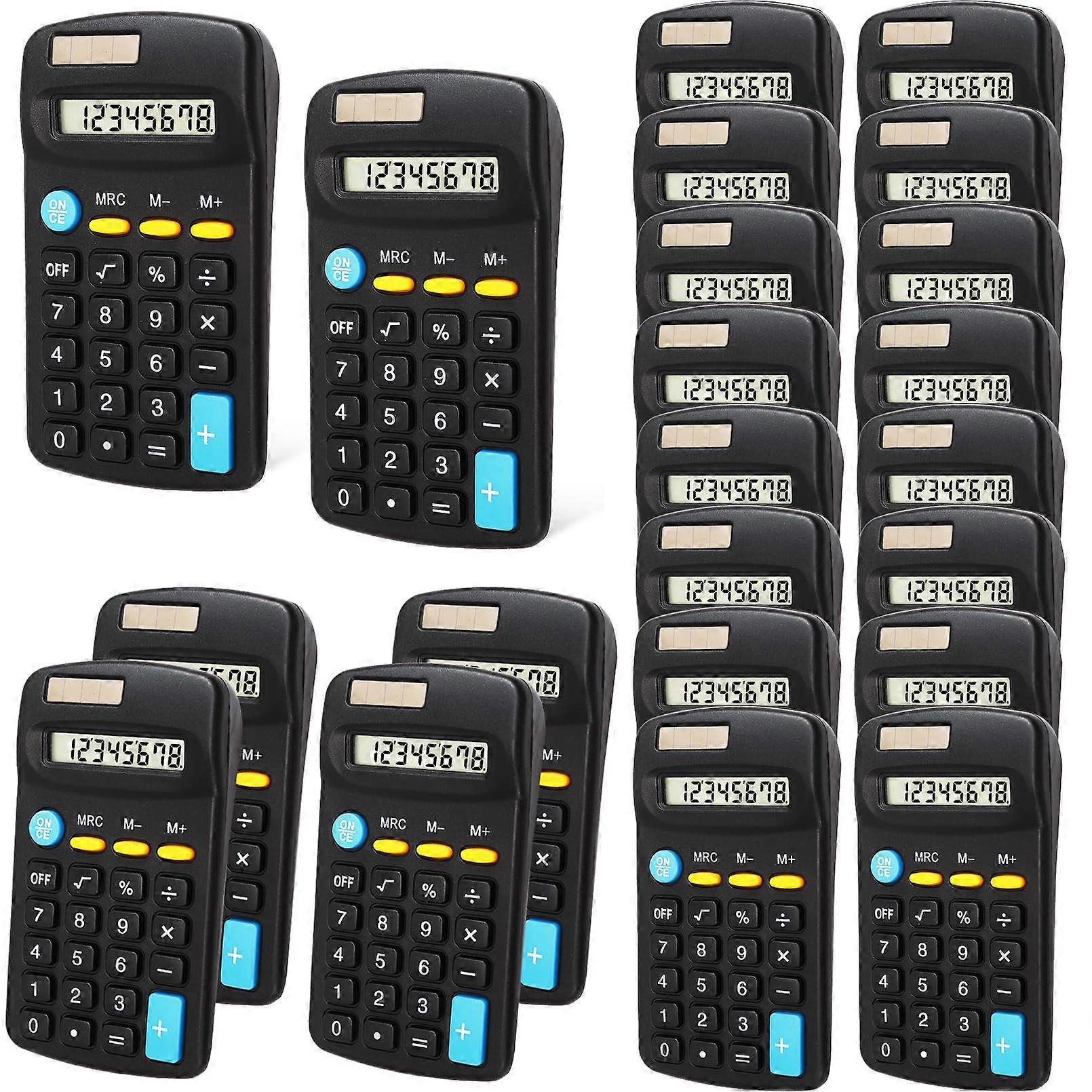 24 Pack Pocket Size Mini Calculators, Dual Power 8Digit Display Pocket Calculator for Students