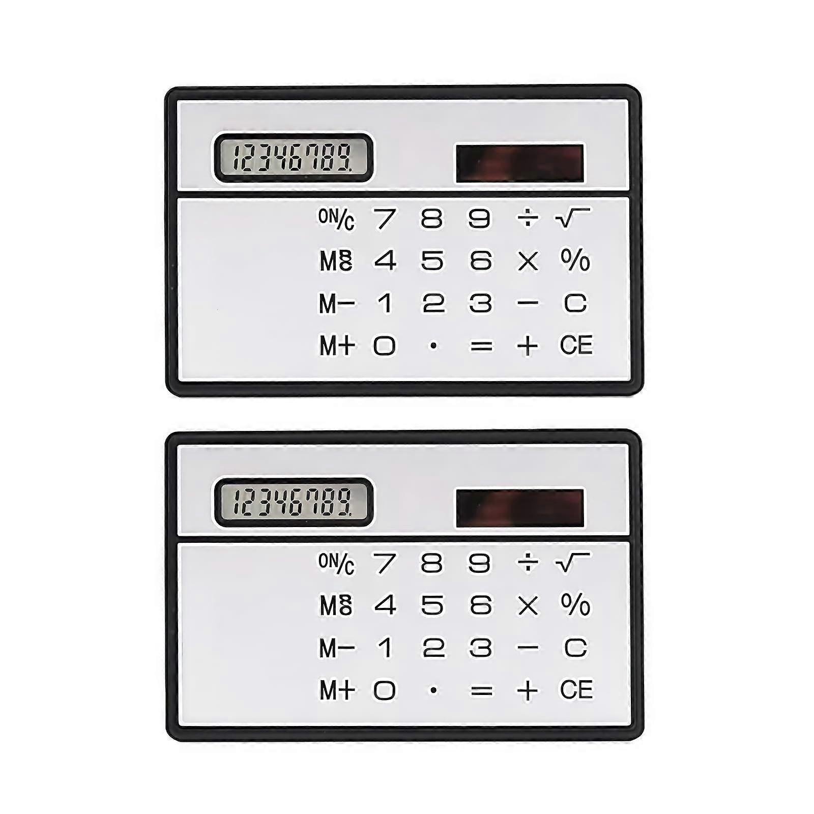 2Pcs Solar Powered Touch Screen Credit Card Size 8 Digit Mini Calculator for Office School Business