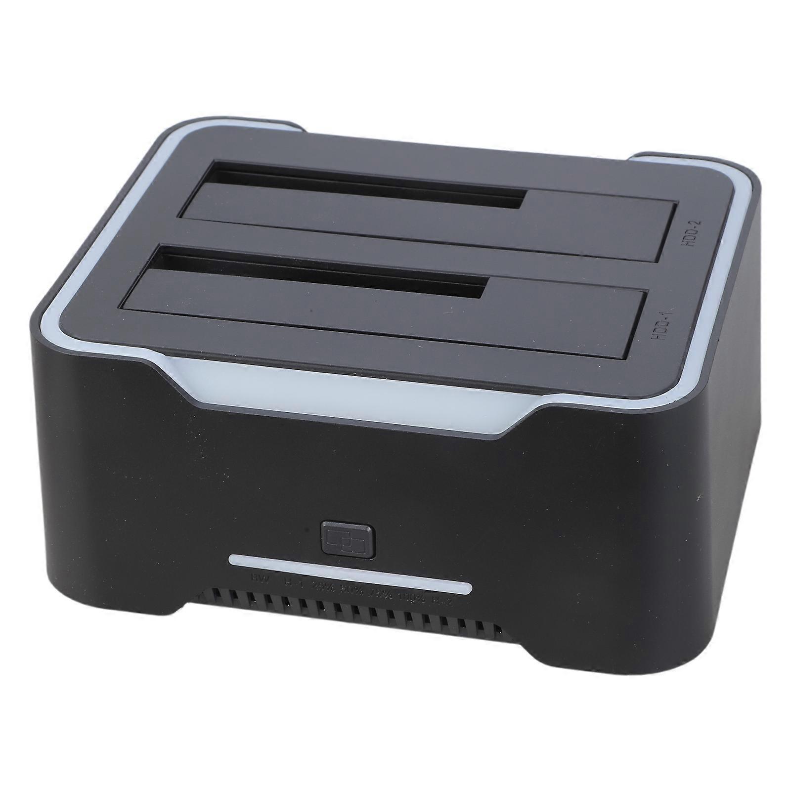 Double Bay Hard Drive Enclosure USB3.0 for 3.5 and 2.5inch Drives Docking Station for Offline Cloning Multicolor