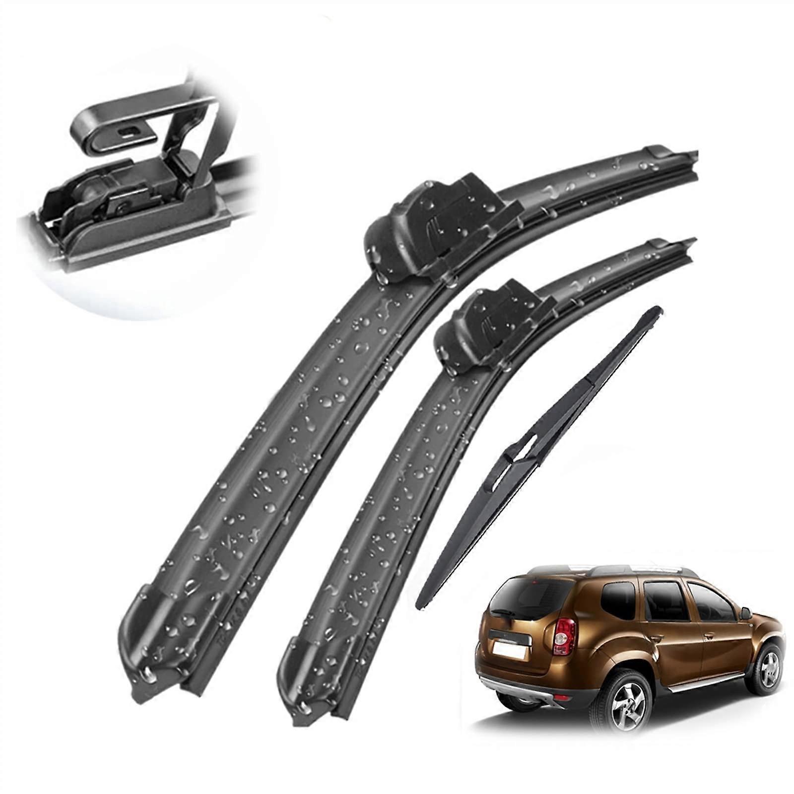 Wiper Blades Set Front and Rear for Dacia Duster 20092013 AllWeather Streak Durable