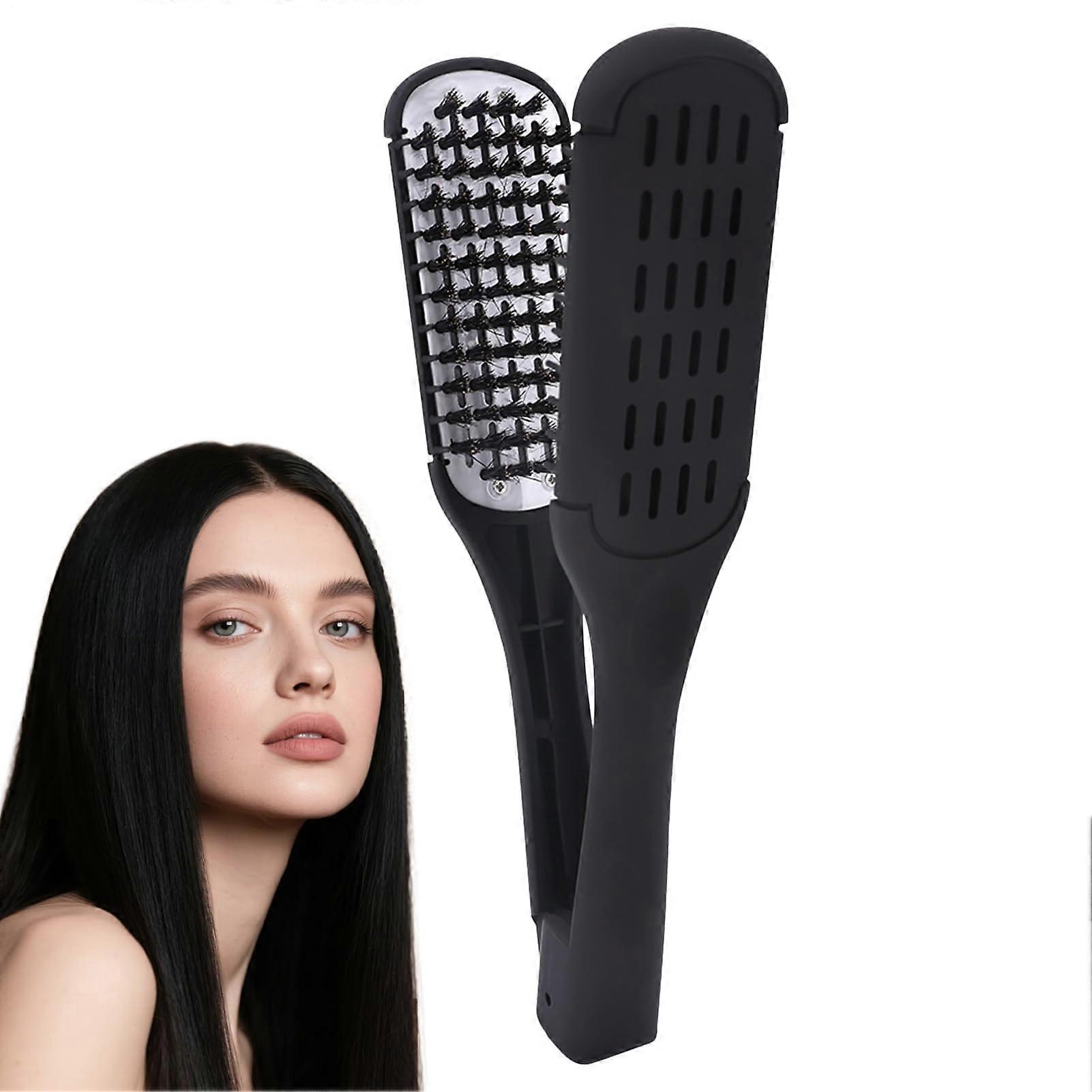 Hair Straightening Brush with DoubleSided Ceramic Bristles for Fast Styling and Frizz Reduction