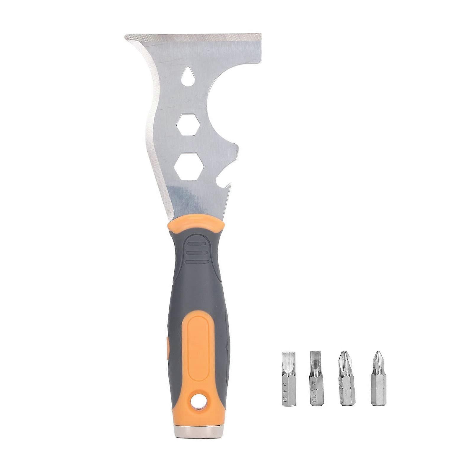 Multifunctional Putty Knife 16in1 Paint Scraper Tool with 4 Screwdriver Bits and Ergonomic Grip