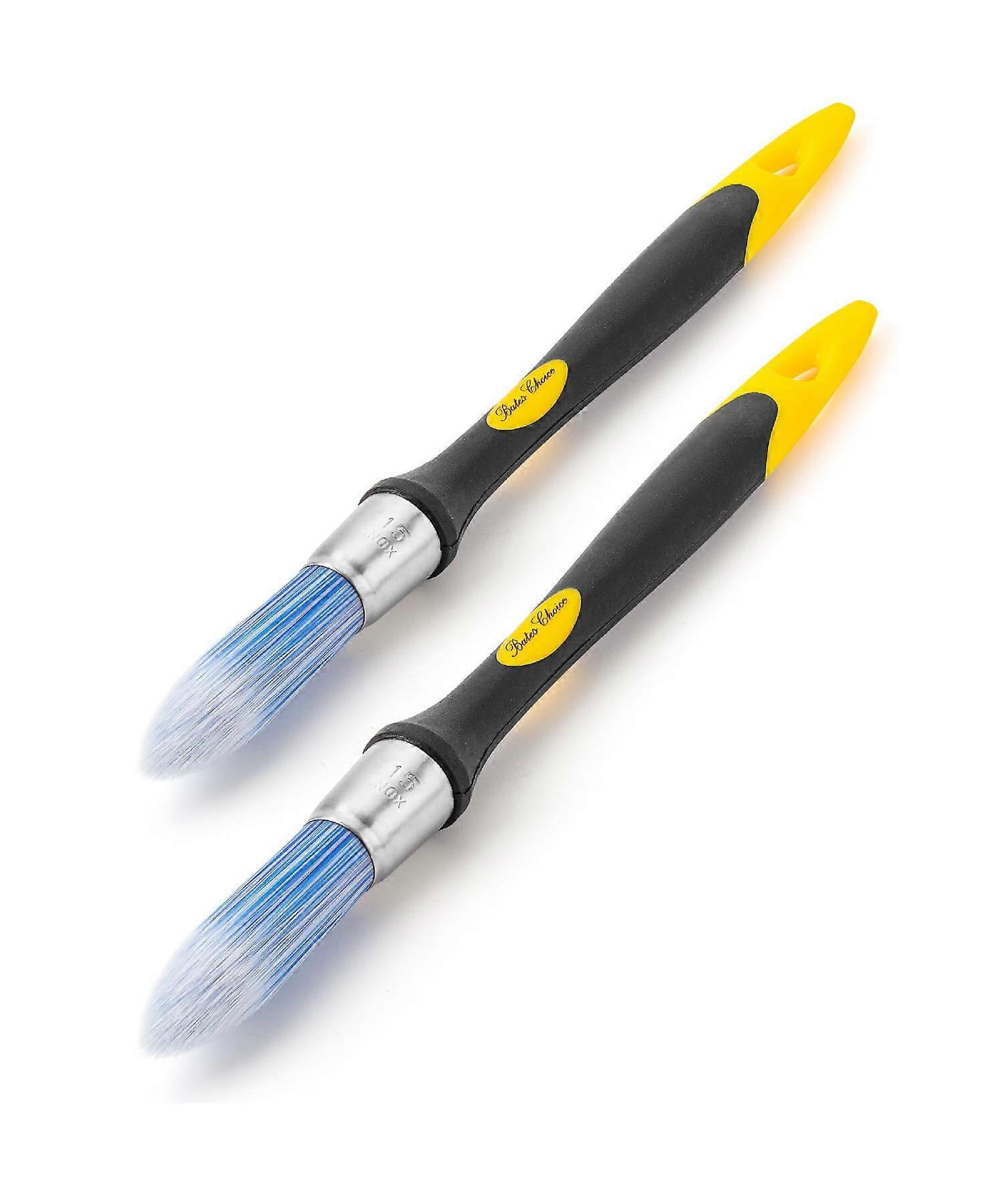 Paint Brush Set 0.45 Inch Precision Trim Painting 2 Pack with Ergonomic NonSlip Handle and Durable Synthetic Bristles