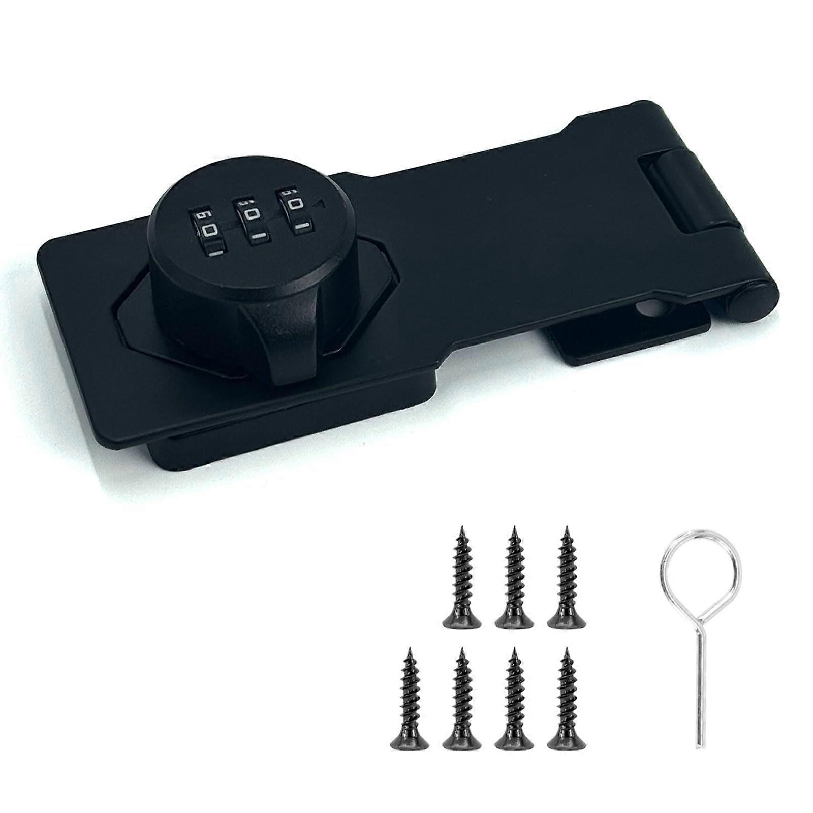 Keyless Combination Lock with 3Digit Security Zinc Alloy Door Latch for Cabinet and Gate (Black)