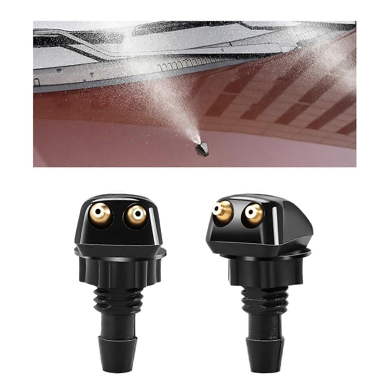 2PCS Dual Hole Windshield Washer Nozzles with Adjustable Spray Jets for Cars SUVs and Trucks