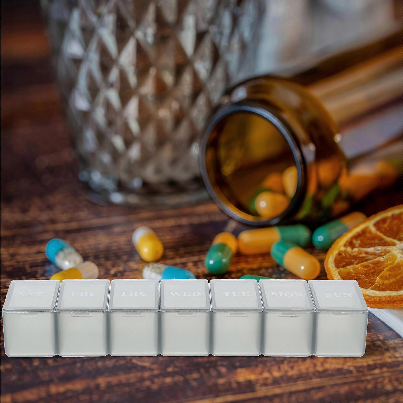 Pills Case Separate Compartments Prevent Missed Doses Light Grey 1Pack