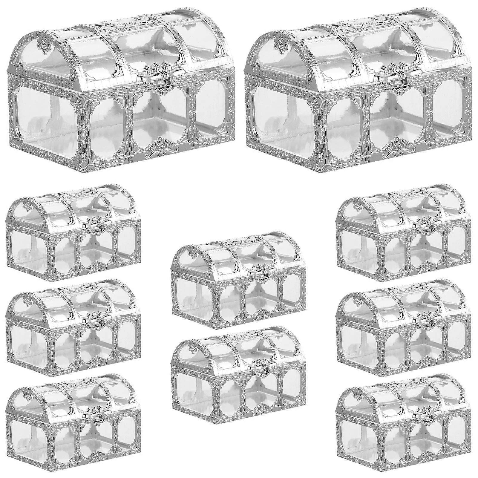 Creative Candy Box Silver Treasure Chest for Storage Use 10Pcs Set