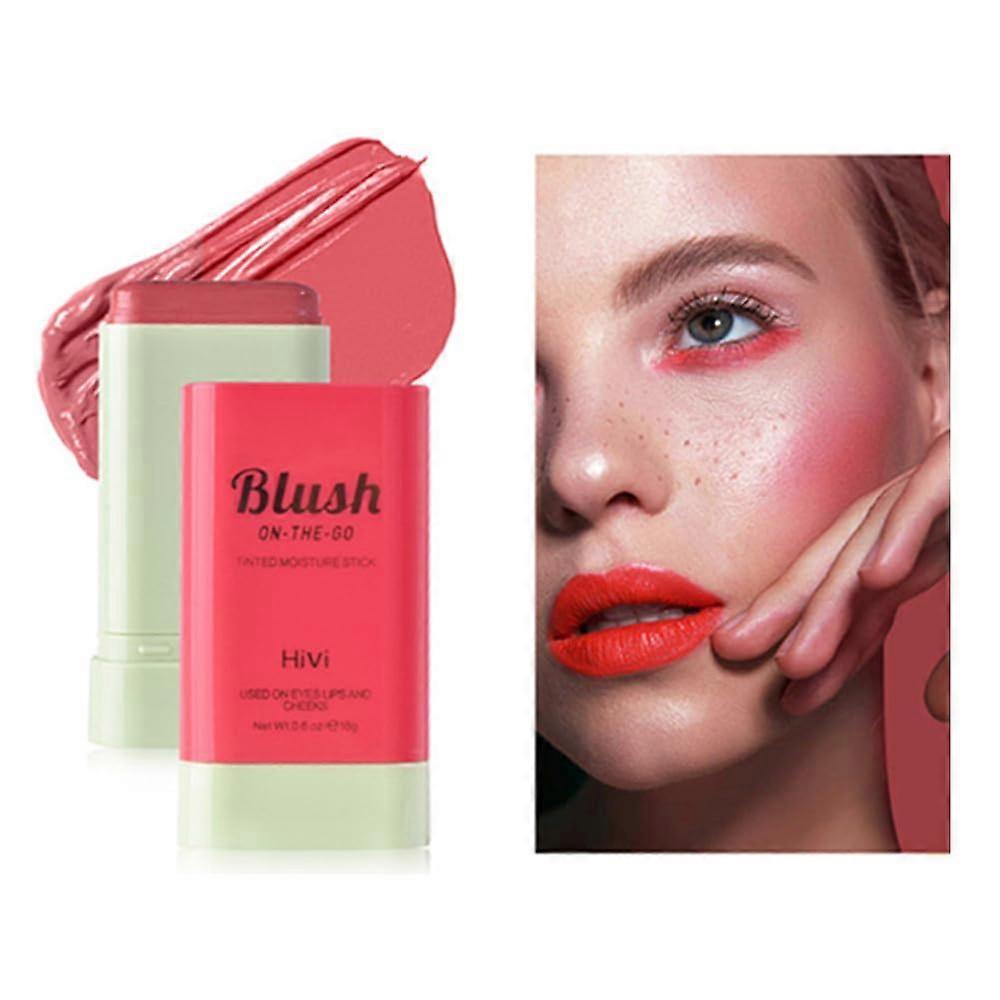 Cream Blush Stick Peach Pink Waterproof Long Lasting Multi Use for Cheeks Lips Eyes
