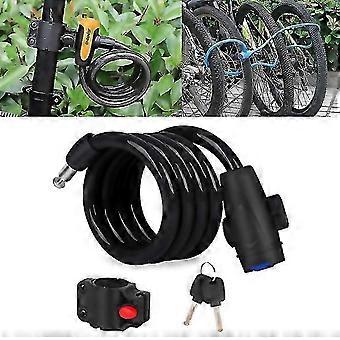 För cykel, bärbart stöldskyddslås, stålvajerlås med låsram, B-stil, 120 cm, svart