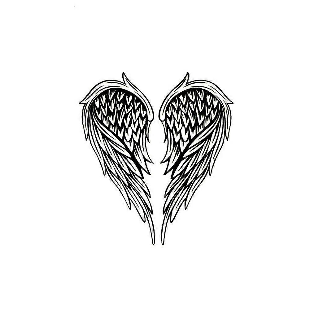 Small Cute Waterproof Temporary Tattoo Black Angel Feather Wing Stickers, 2 Sheets Individually Packaged